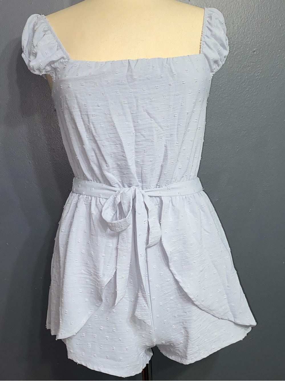 Altar'd State White Swiss Dot Short Sleeve Romper